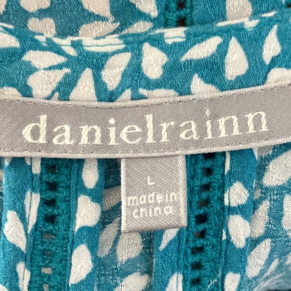 Anthropologie Large Daniel Rainn Blue White Lace Trim Flutter Sleeve Blouse Top - Picture 3 of 4